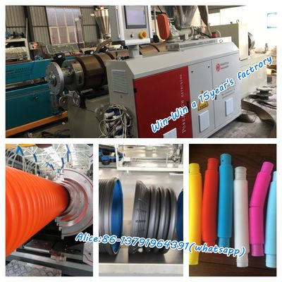 Single Double Screw Extrusion Line for Plastic PPR HDPE PVC Corrugated Pipe Tube